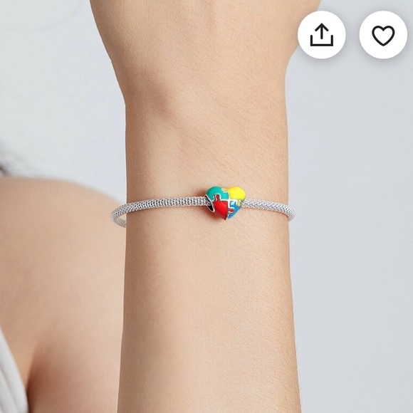 ❤️💙💜💛💚🧡SILVER HEART JIGSAW PUZZLE CHARM FOR AUTISM AWARENESS🧡💚💛💜💙❤️ - Picture 2 of 9